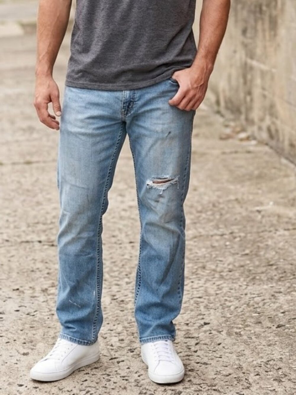 *3 FOR $9* George Athletic Fit Straight Leg Medium Wash Rinse Jeans Pant 38x30